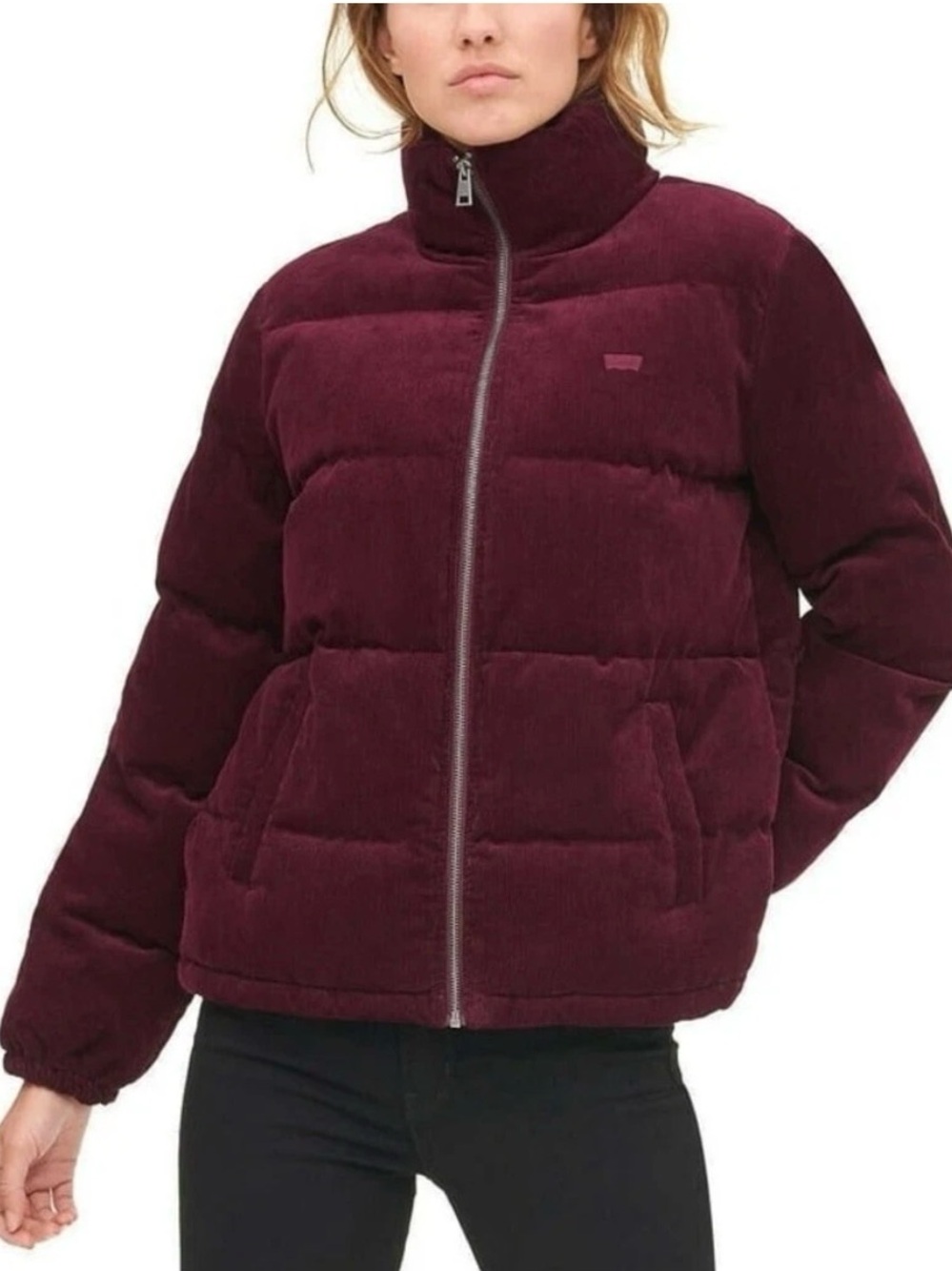 Levi's Women's Zoe Corduroy Puffer Jacket in Burgundy